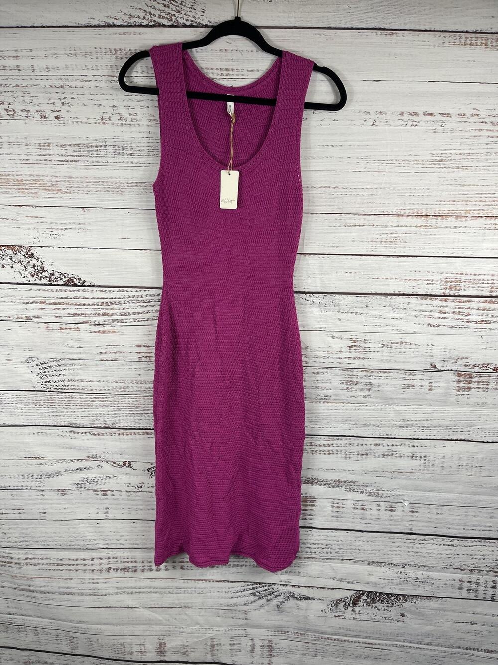 Wishlist Dress Women's Size Medium Purple Waffle Knit Sleeveless Scoop Neck Midi